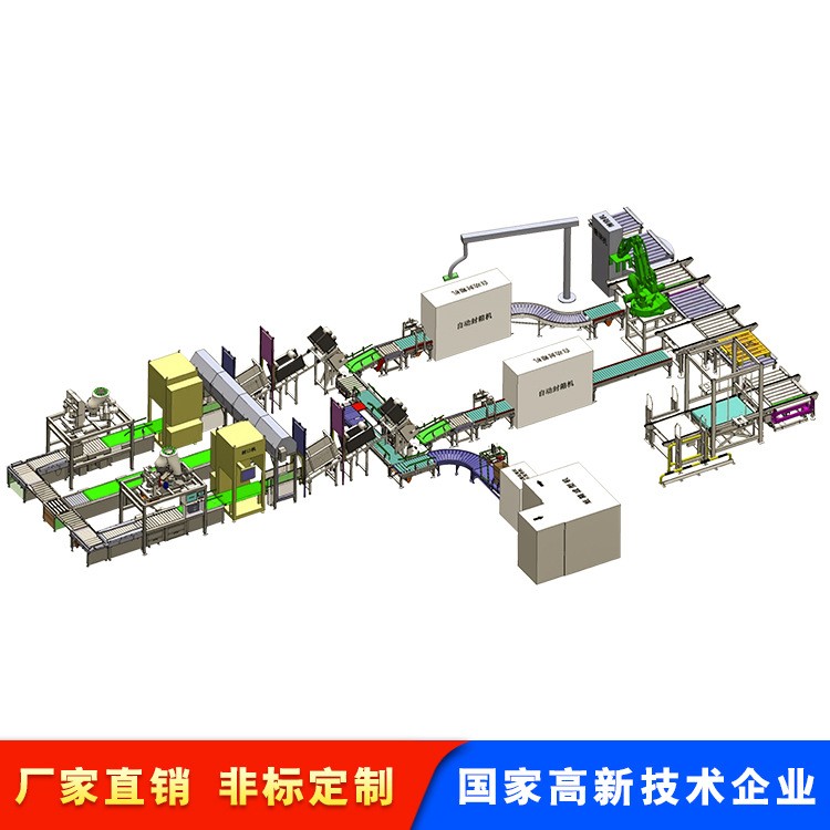 全自动灌装生产线 包袋堆垛搬运线 桶装产品后道包装线厂家直供